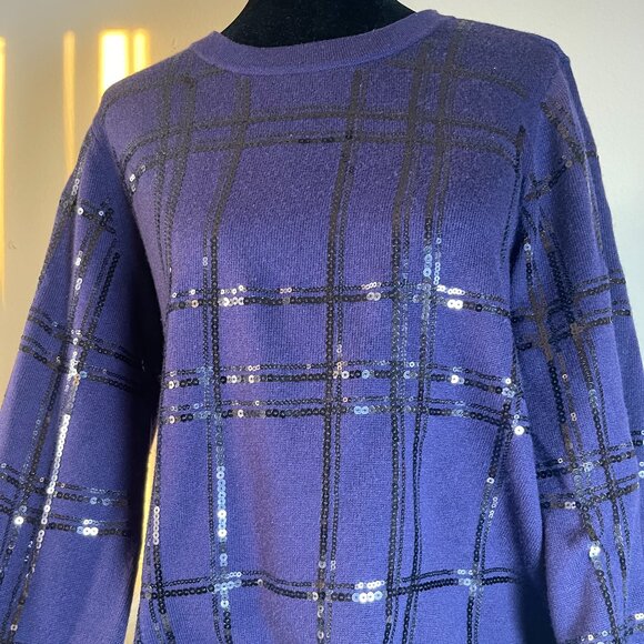 Chico's -Beautiful, Elegant, Chic Purple Sequined Embellished Sweater - Picture 1 of 14